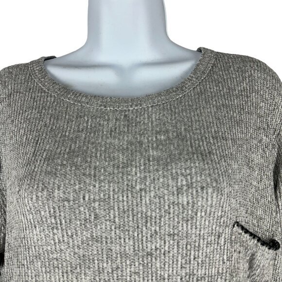 Ginger G Womens Long Sleeve Ribbed Gray Sweater With Pocket Lightweight Cozy Fit - Picture 7 of 10